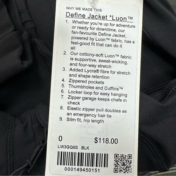 LuluLemon Define Jacket Luon in Black - Picture 10 of 11